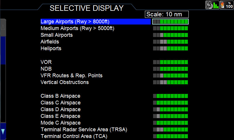 Selective display horizontal